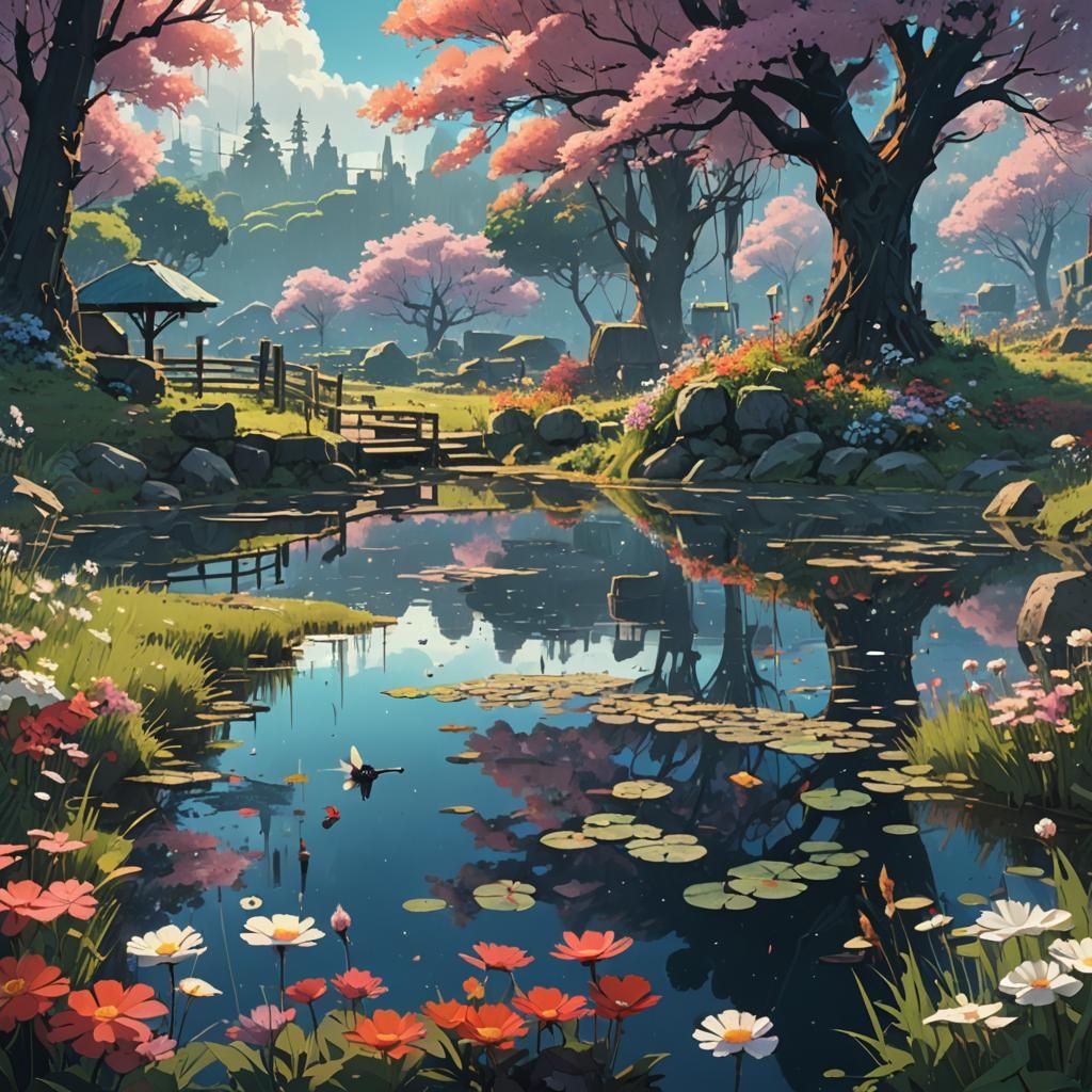 Enchanting Landscape Inspired by Studio Ghibli and Anime Art