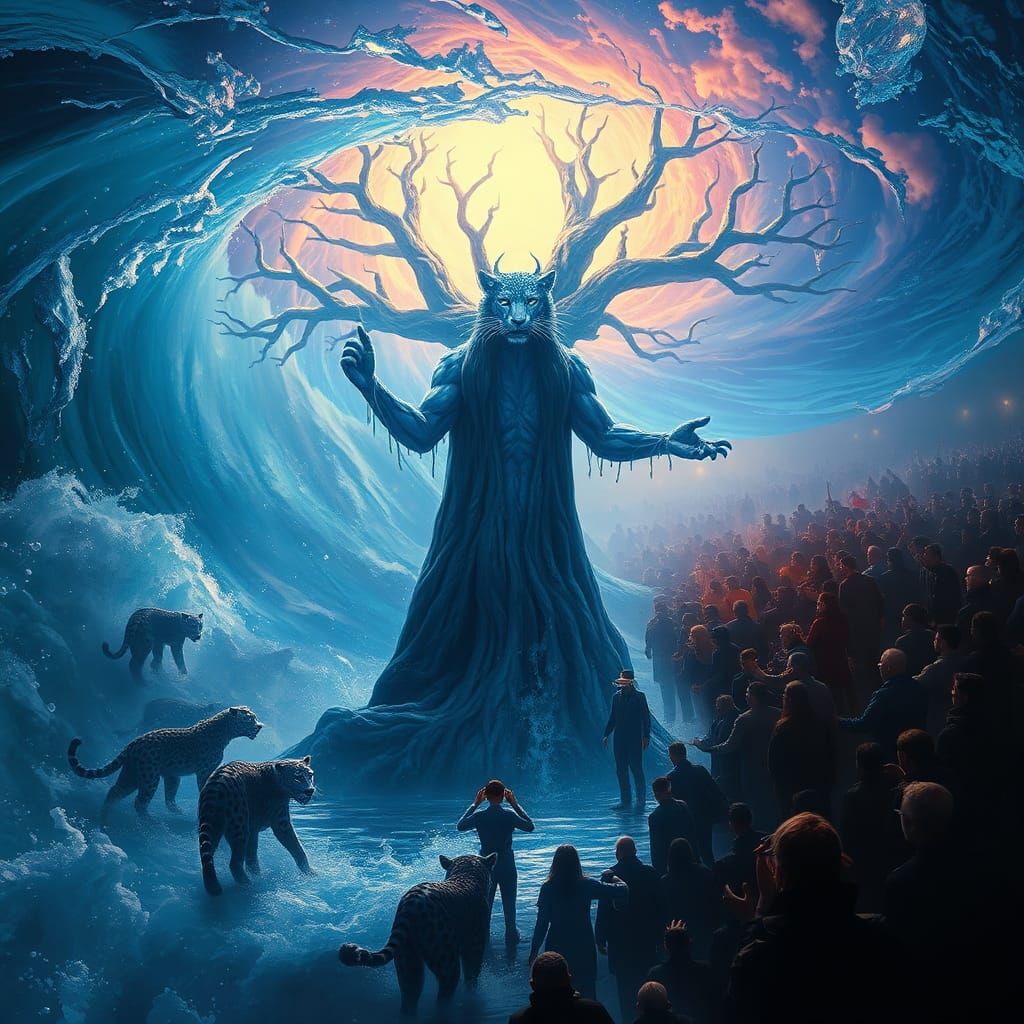 Blue Leopard Shaman in a Dreamlike World