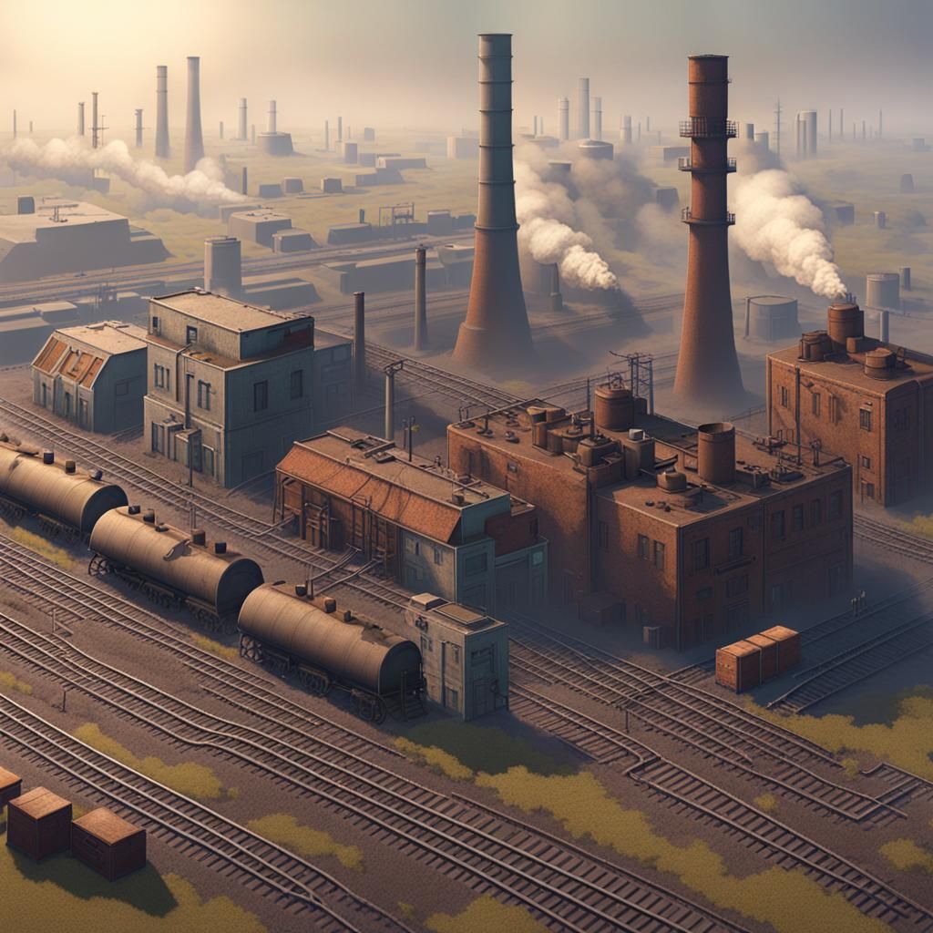 Isometric Soviet Industrial RPG Game Level in 3D