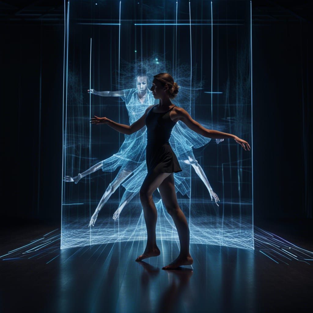 AI Holographic Dance Performance in Dark Fantasy Style
