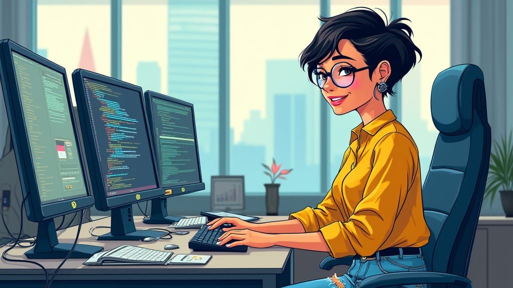 Futuristic Tech Whiz Solves Problems with Joy