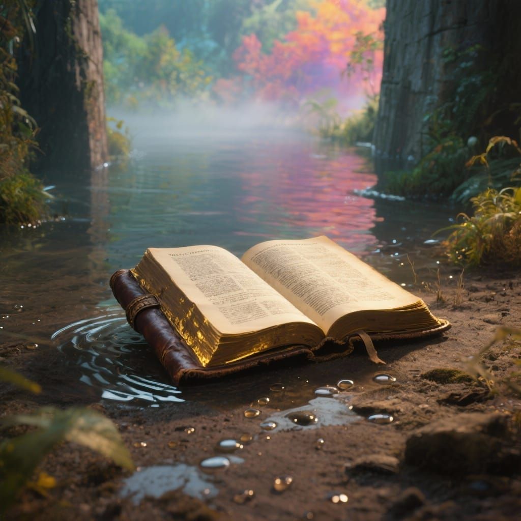 Open Bible Between Walls of Water