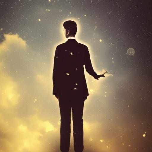 Sad Young Man with Roses in Gothic Horror Style