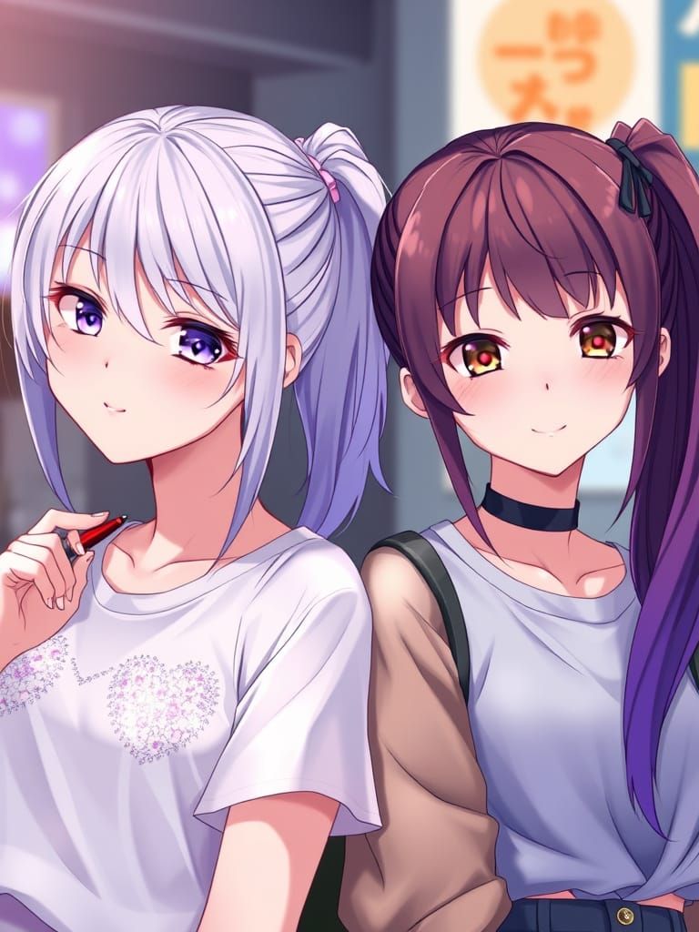 Anime Idols Luna Riko and Riko Hanazawa in Digital Painting