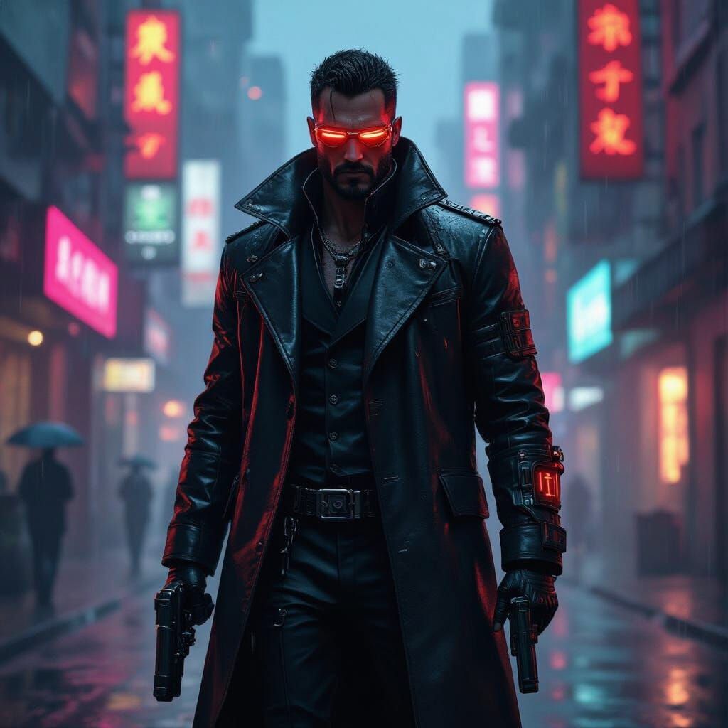Cyberpunk Noir Fixer in Neon Megacity