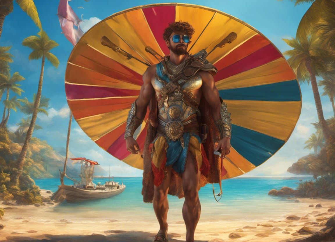 Hyperrealistic Super Vacation Man Concept Art