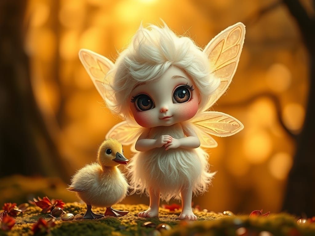 Whimsical Fairy in a Golden Forest