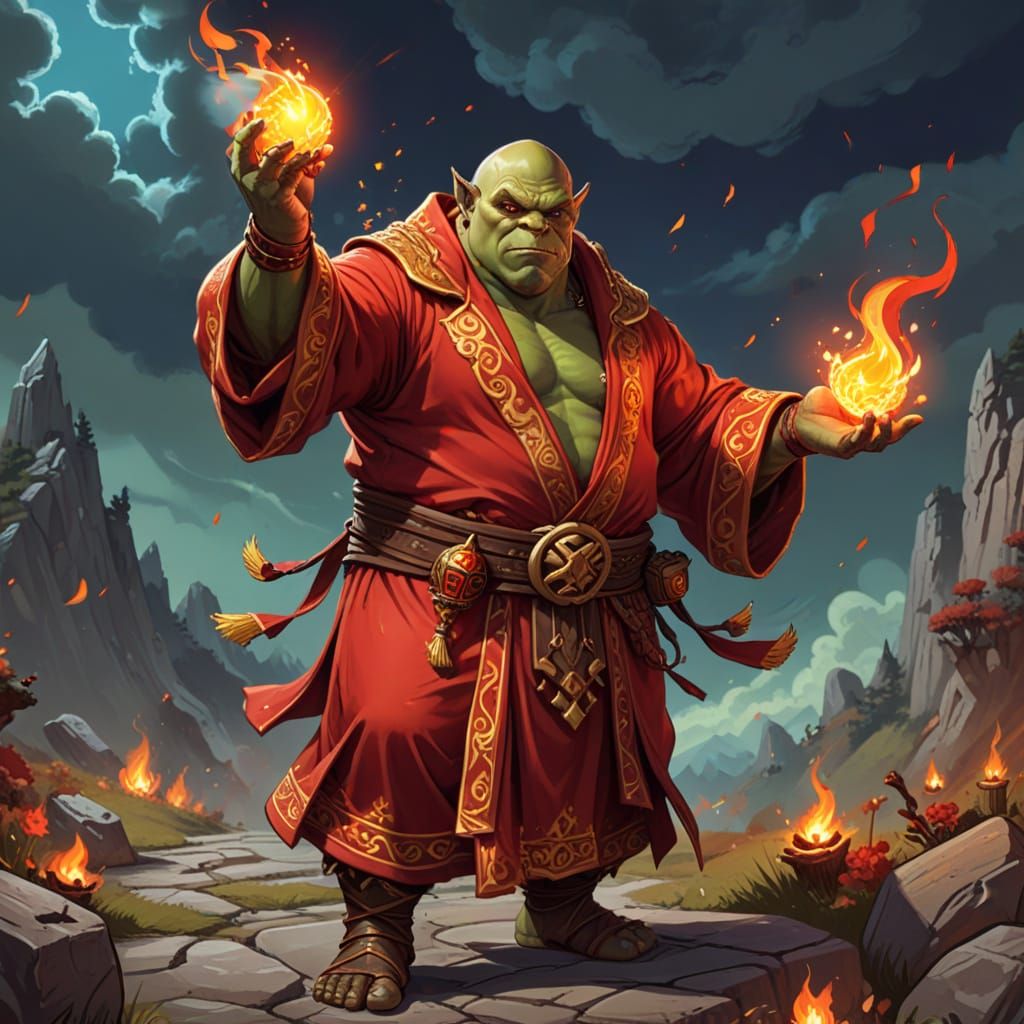 Chibi Fire Sorcerer in Vibrant Red Robe