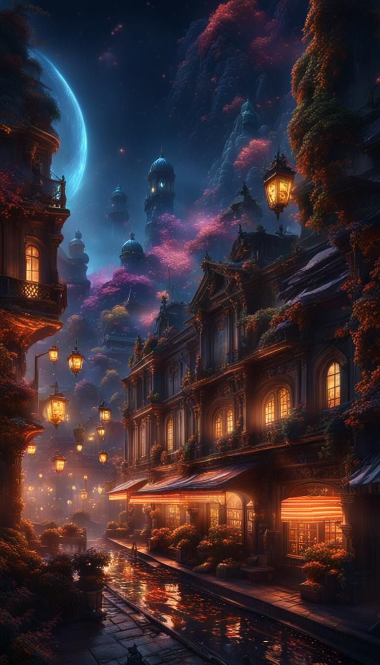 Spectacular City Light Shows at Night in Detailed Digital Ar...