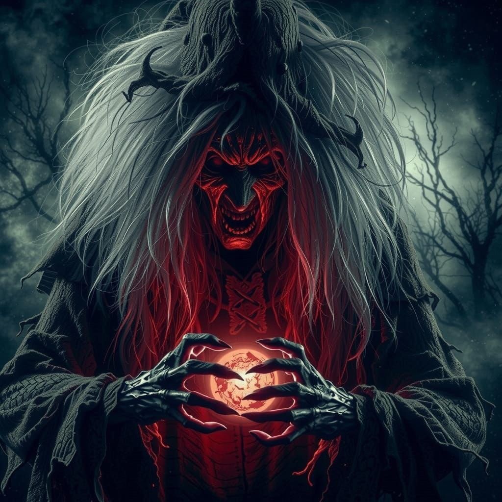 A Ghastly Old Witch in Dark Fantasy Art