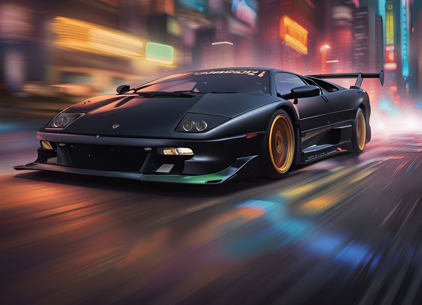 Matte Black Lamborghini Diablo GTR Concept Art