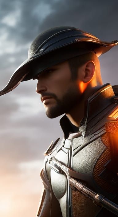 Cyborg Hero: Detailed Sci-Fi Portrait in Photorealistic Styl...