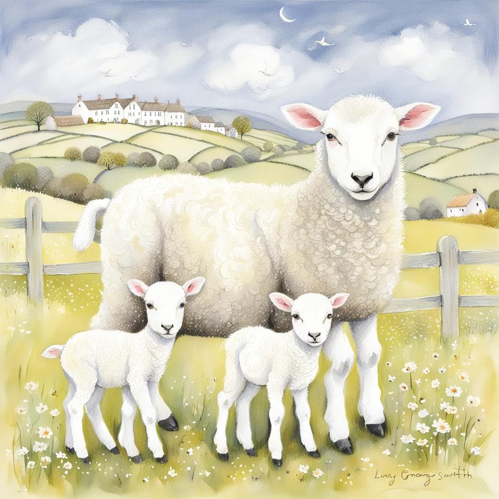 Downland Lambs: A Pastoral Scene