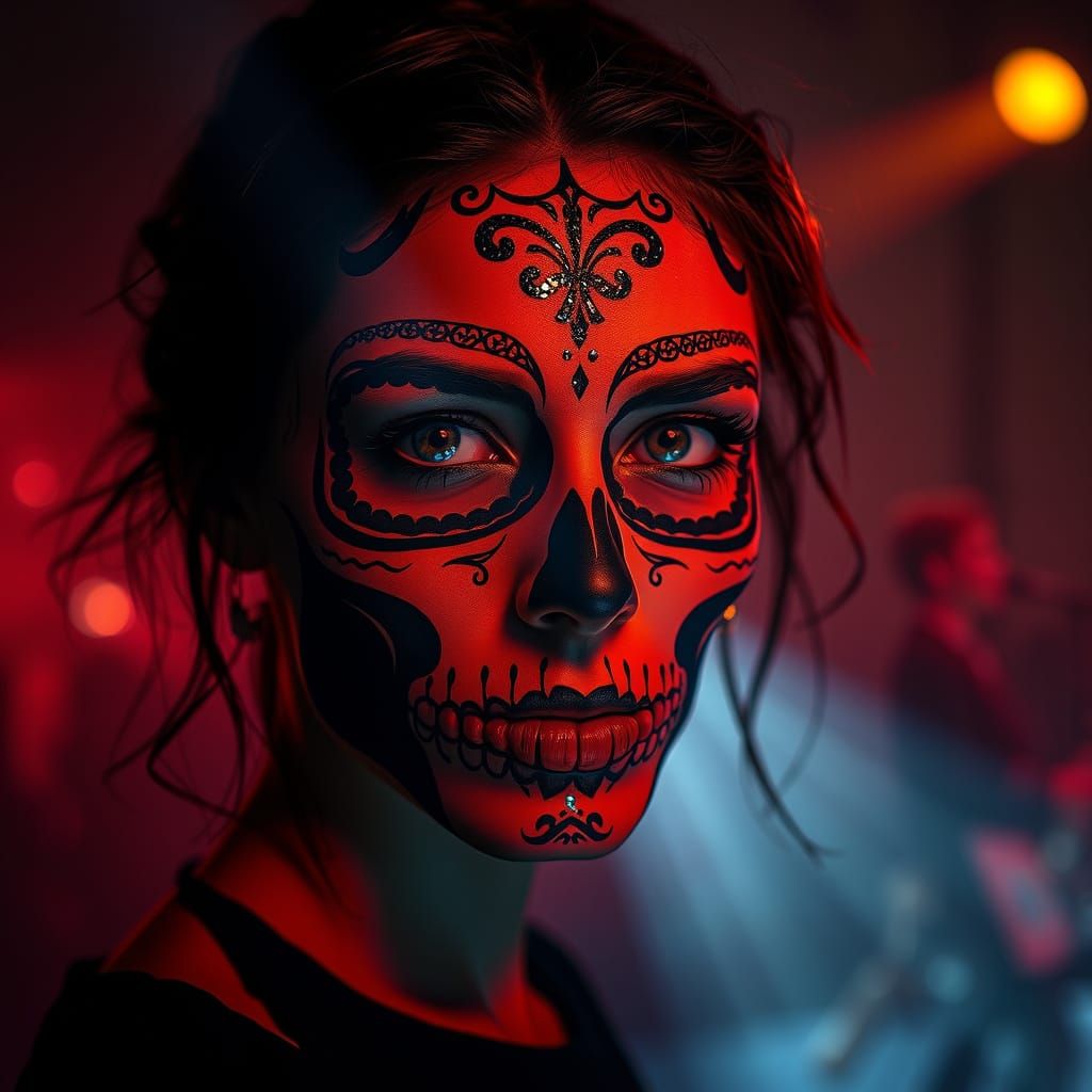 Sugar Skull Portrait in Día de los Muertos Colors