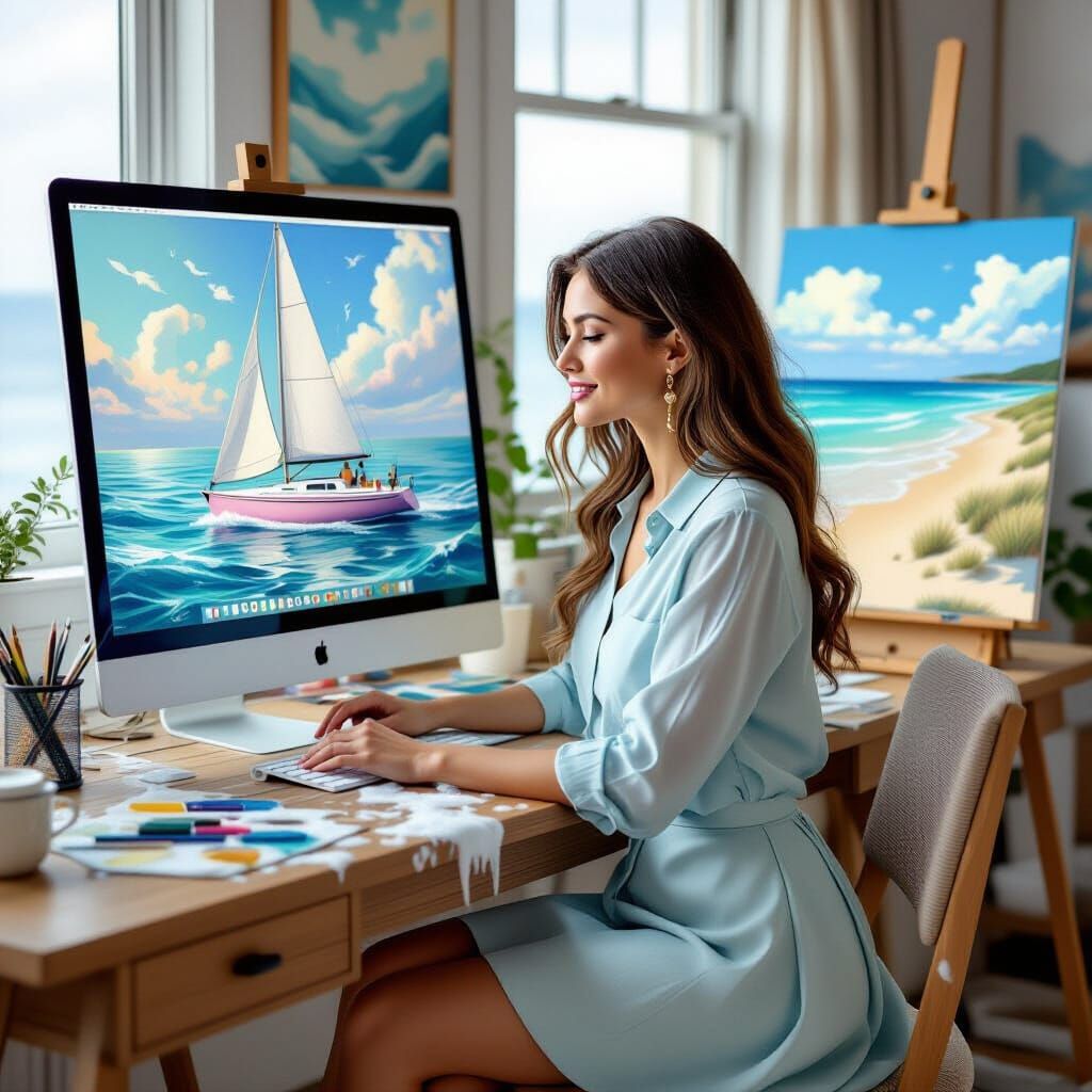 Digital Artist Dreams of Pink Sailboat