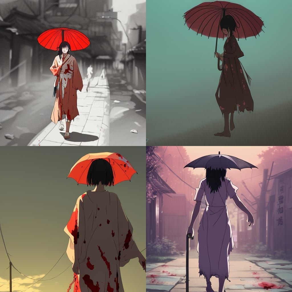 Zombie Woman in Kimono: Anime-Inspired Key Visual