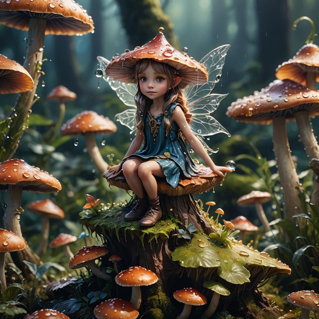 Mushroom Fairy Macro Photograph in Unreal Engine 5