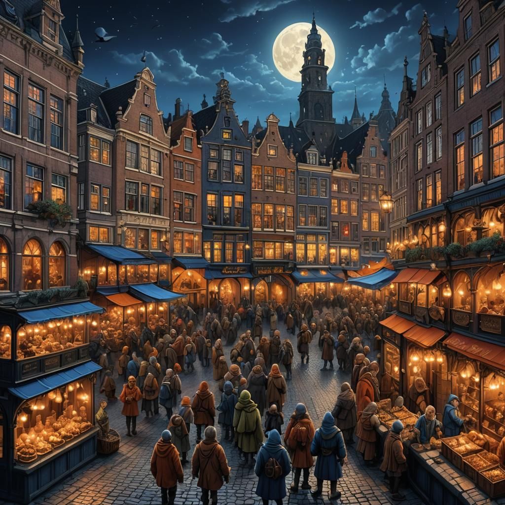 Fantasy Market in Amsterdam with Goblins and Elves