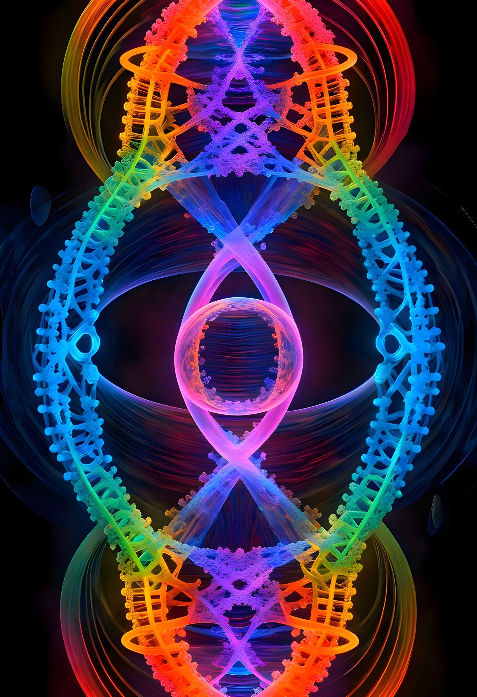 Iridescent Molecular Art Reflecting Rainbow Hues