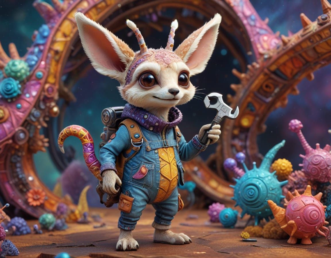 Whimsical Snail Fennec Giraffe Hybrid in Digital Matte Maste...