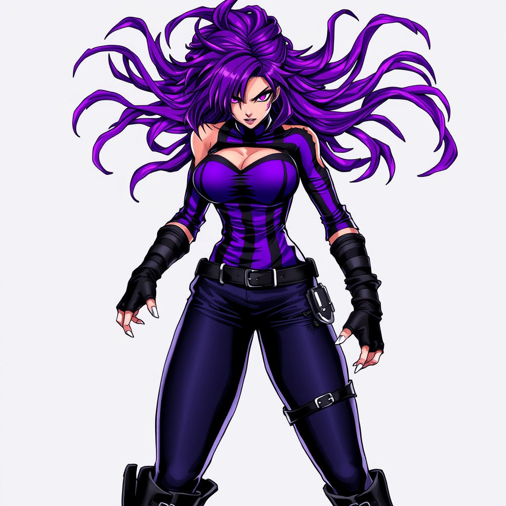 Intense Anime Warrior with Purple Hair