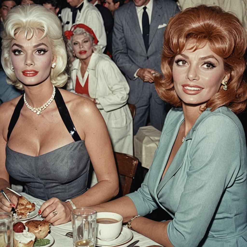 Jayne Mansfield and Sophia Loren as Superheroes