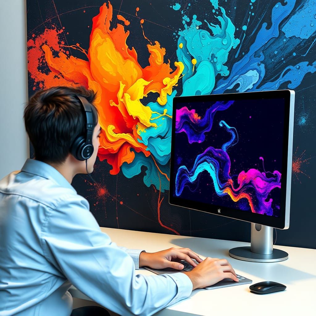 Person Creates AI Images with Computer