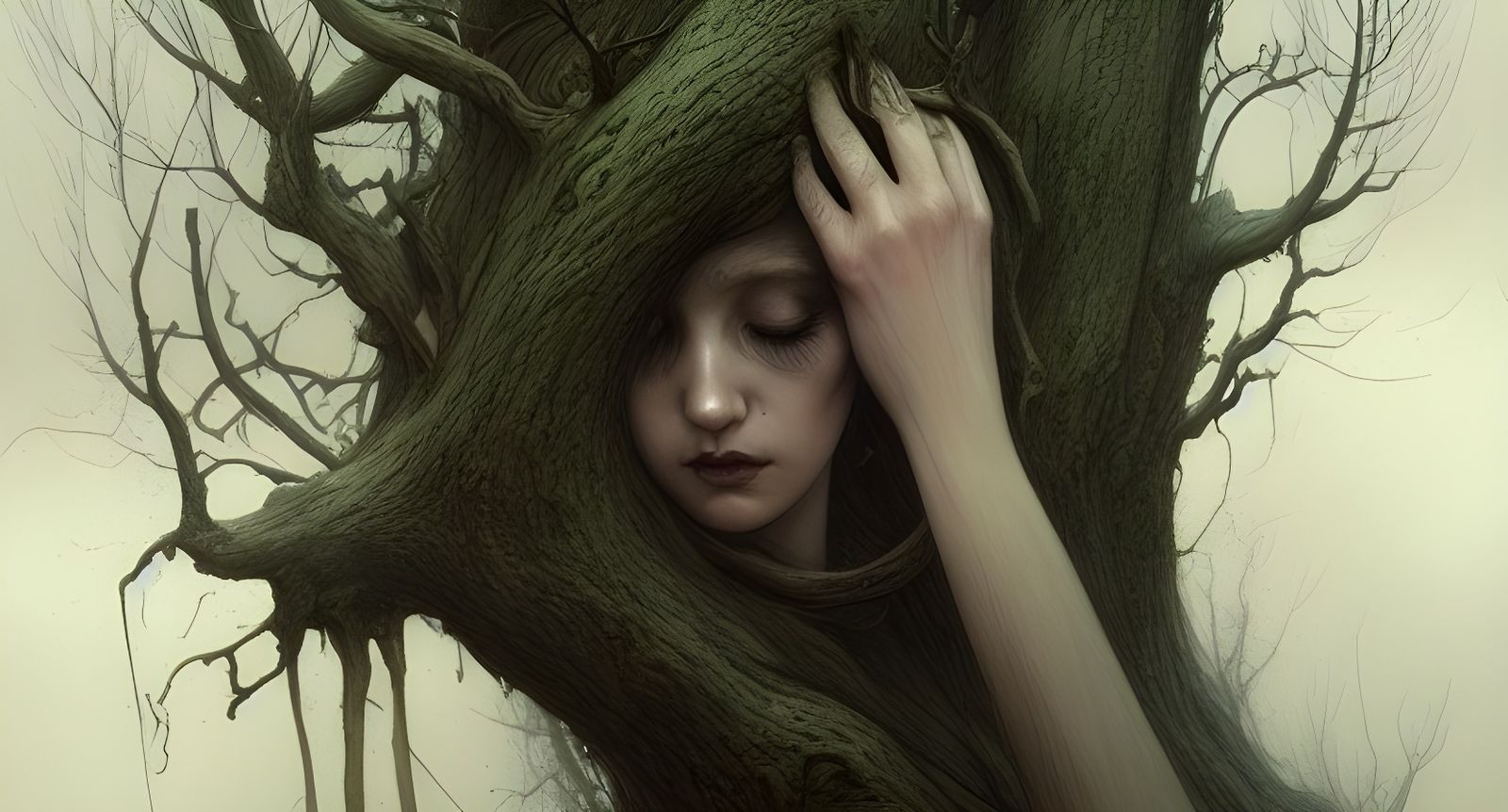 Woman's Tragic Transformation into a Tree: Macabre Illustrat...