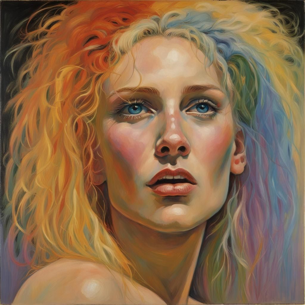 Asymmetrical Hair Portrait in Oil Painting Style