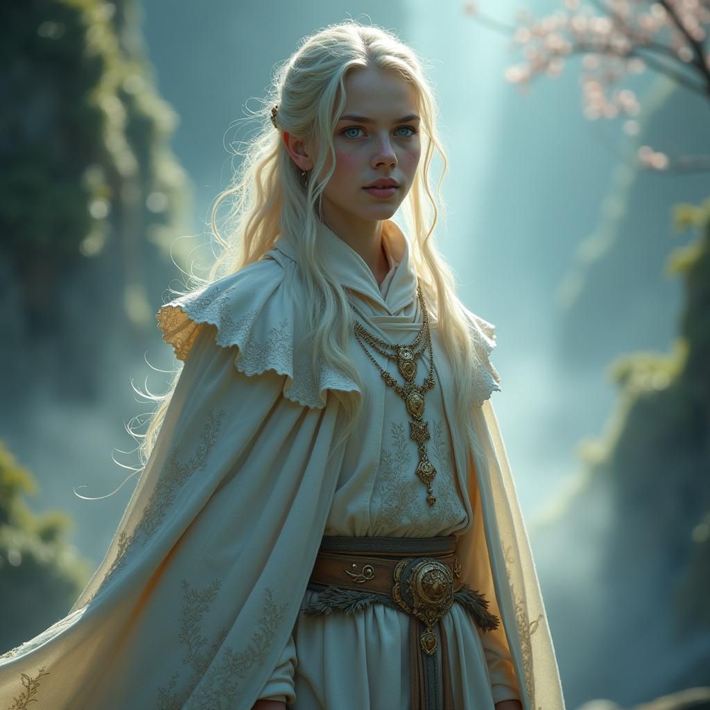 Ethereal Fantasy Mage in Dreamy Landscape