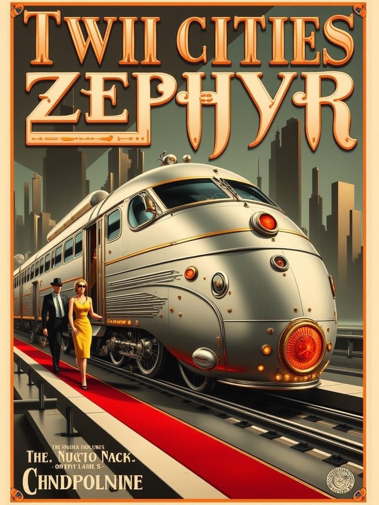 Retro-Futuristic Steampunk Train Travel Poster