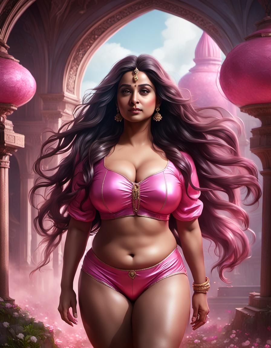 Fantasy Portrait of Curvy Woman in Dark, Detailed Style