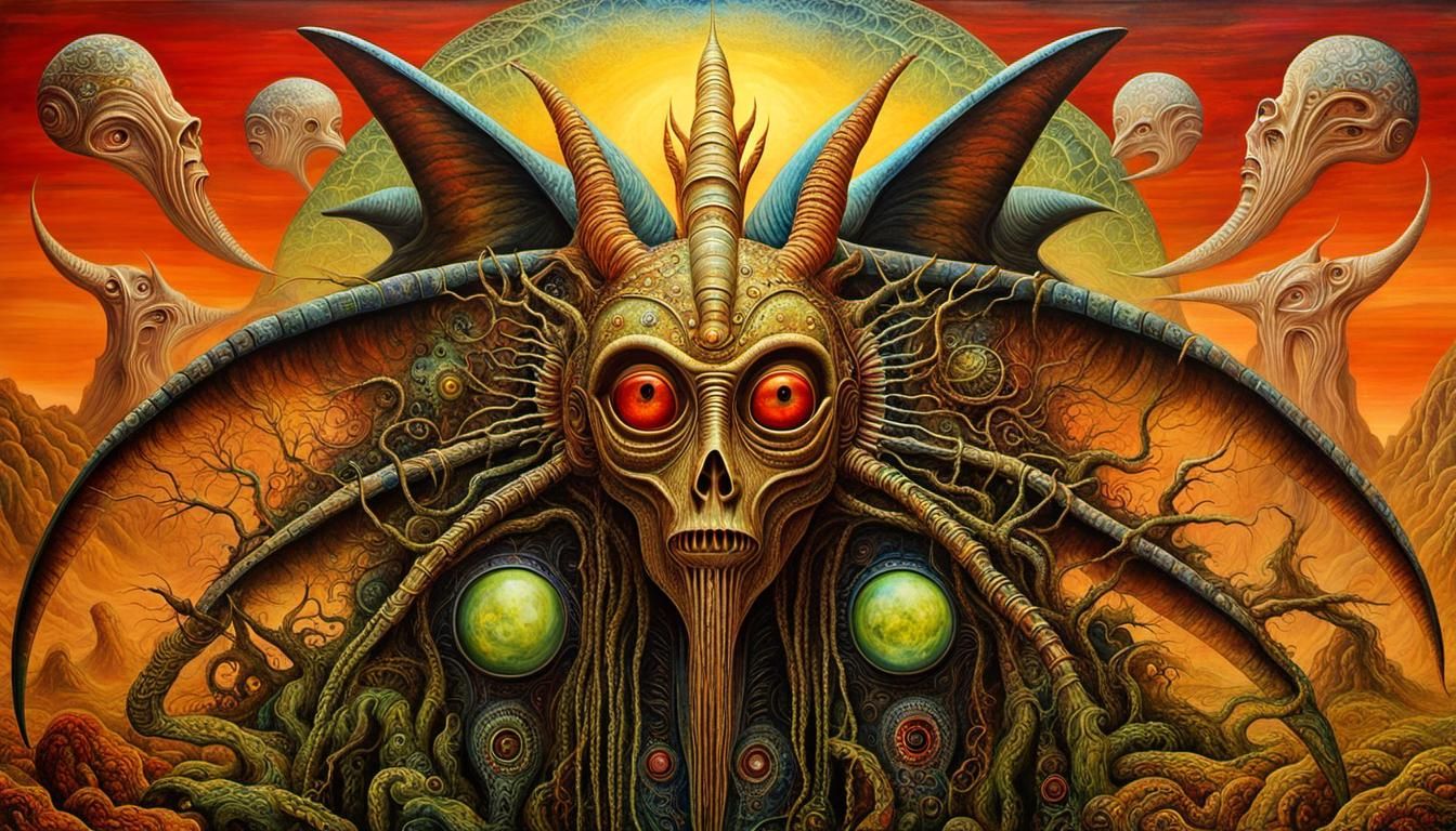 Alien Face: A Surreal Psychedelic Fantasy Painting