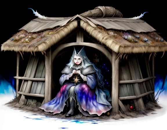 Sinister Winter Witch in Alcohol Ink Style