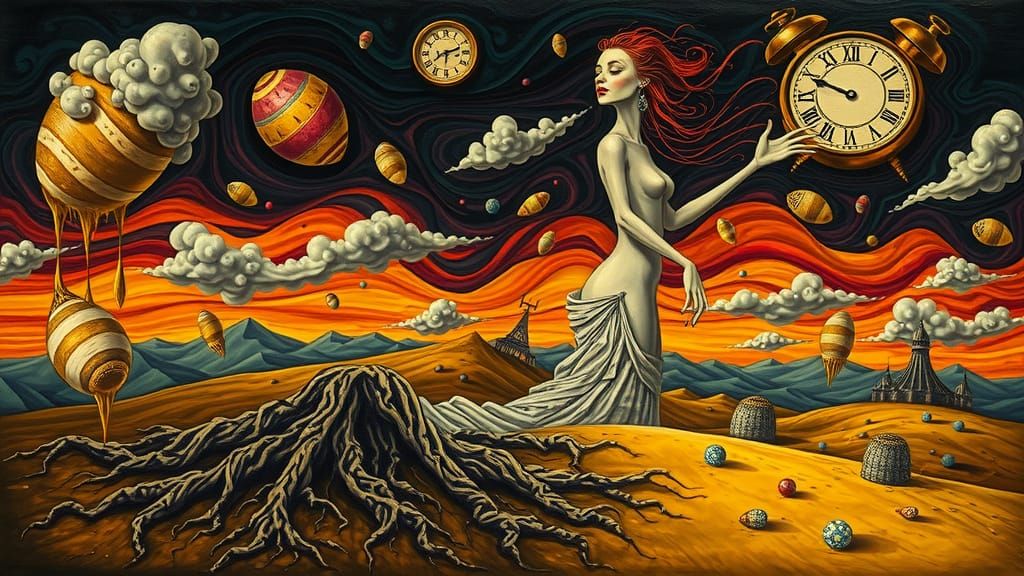 Surreal Dreamscape: Woman in a Melting Landscape