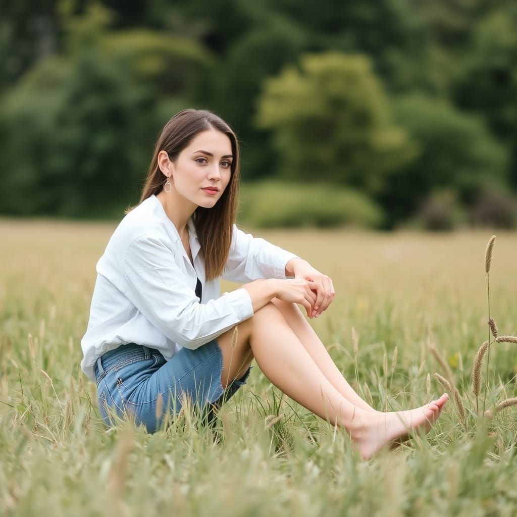 Serene Female Form in a Lush Field