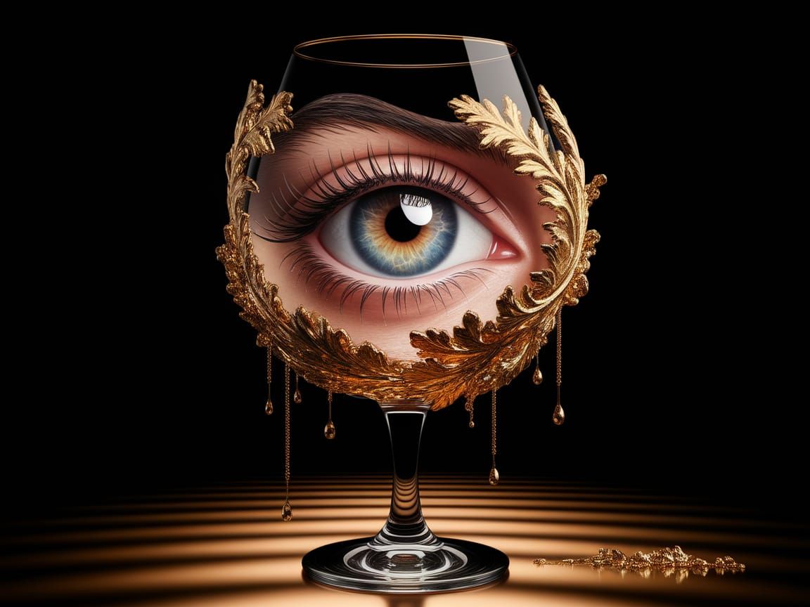 Elegant Eye Amidst Wine Glass Majesty