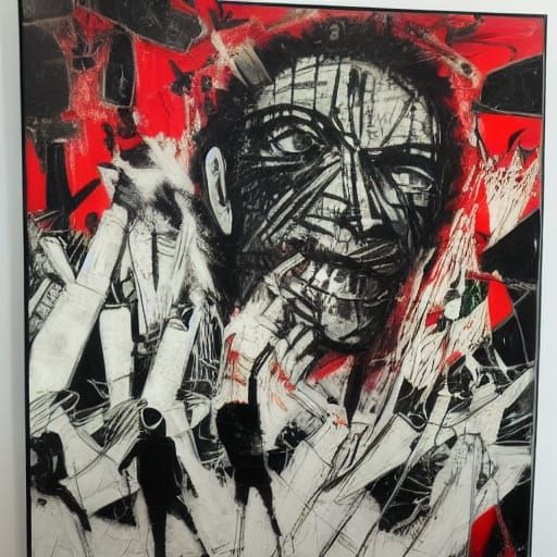 Intense Anti-War Art in Neo-Expressionist Graffiti Style