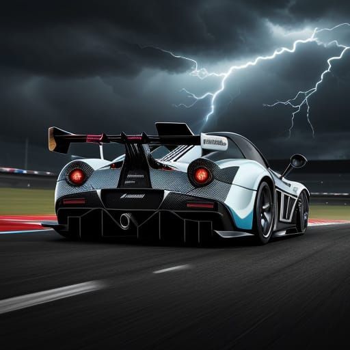 Pagani Zonda Races on Wild Track in Fiery Storm Concept Art