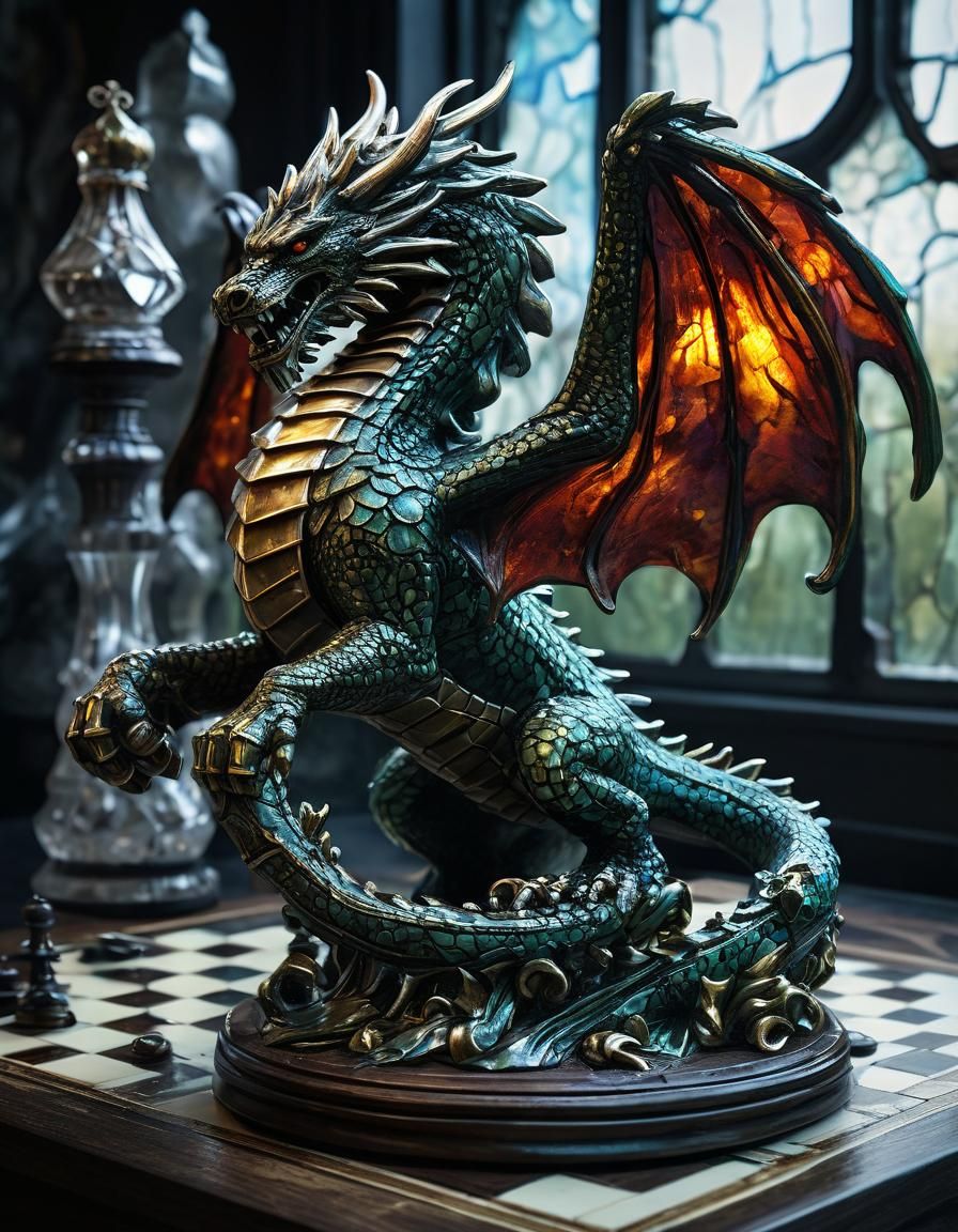 Mythical Creature Chess Set with Dynamic Lighting