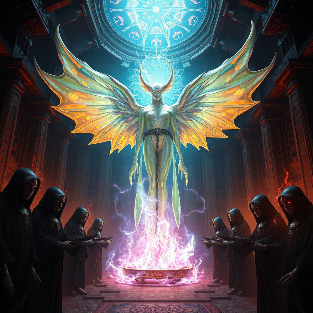 Imprisoned Ethereal Entity in High-Fantasy Style