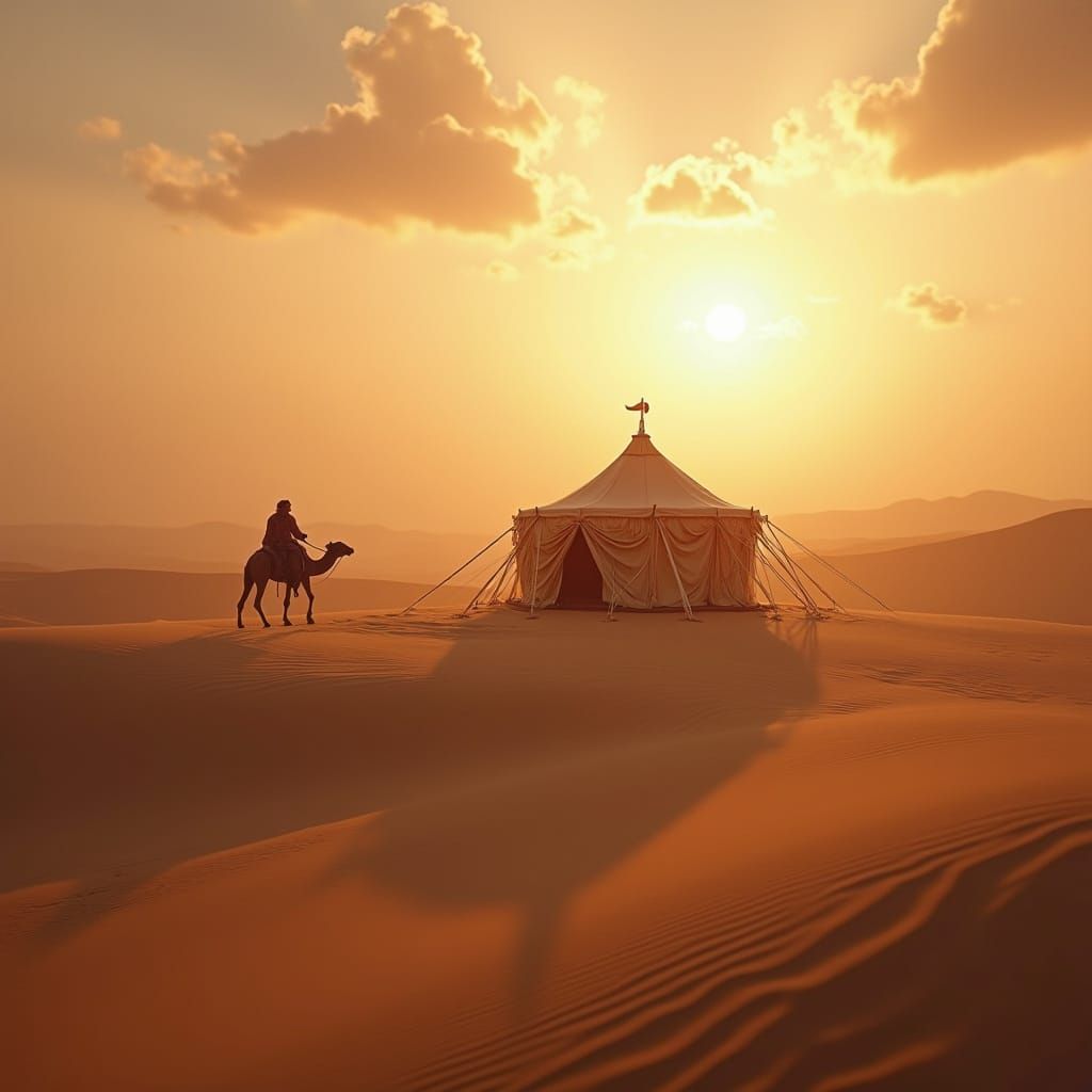 Surreal Bedouin Oasis at Golden Hour