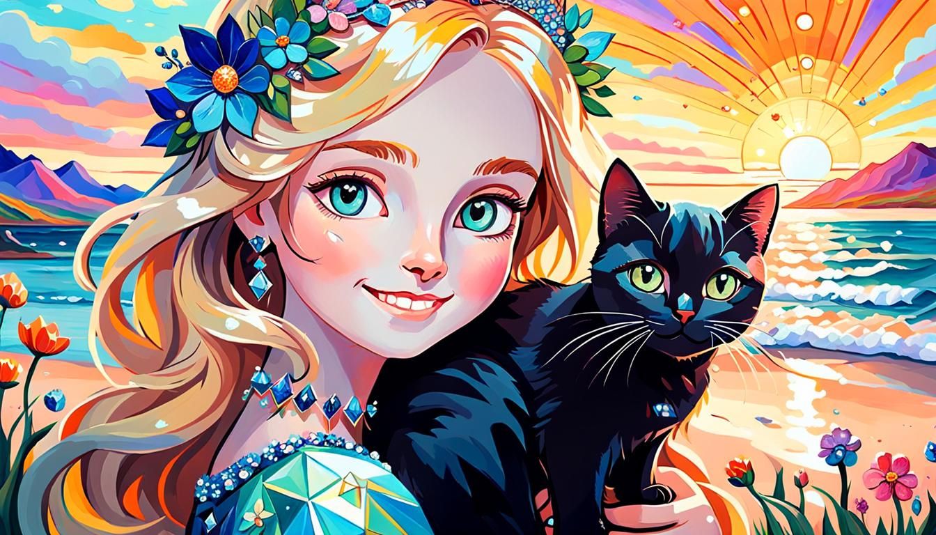 Icelandic Princess with Cat in Expressionist Style