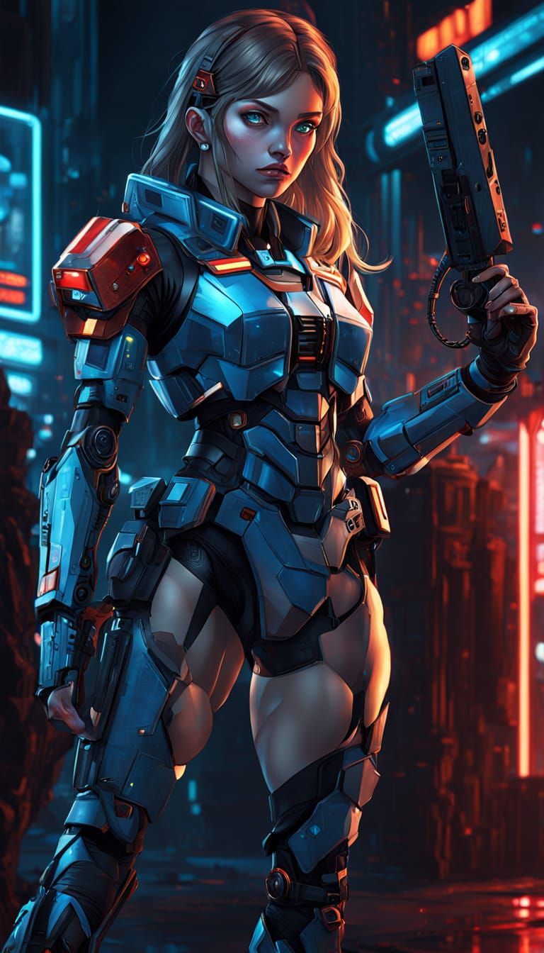 Nintendo Switch Girl in Neon Cityscape