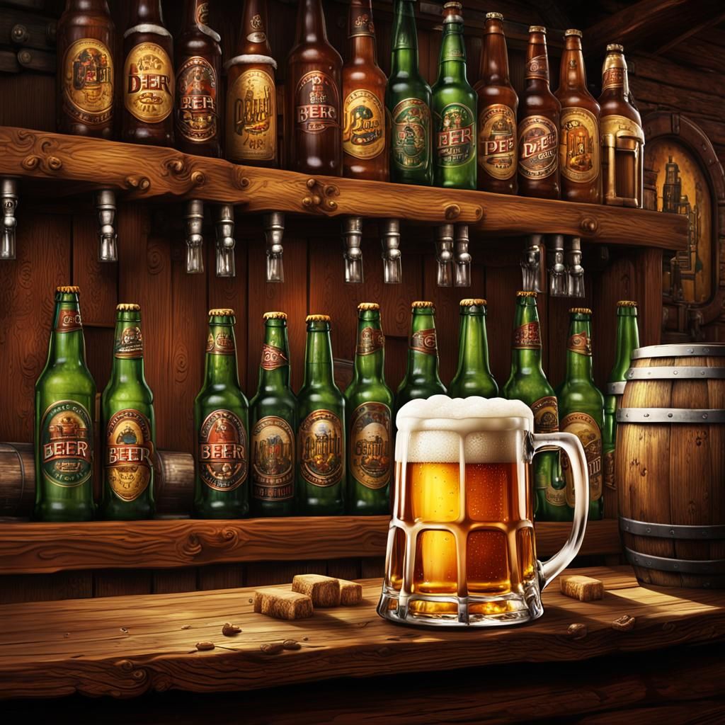 Foaming Beer Mug in Classic Bar: Matte Painting