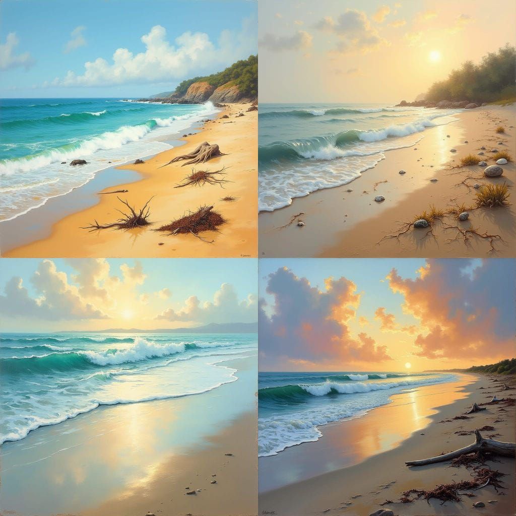 Surreal Oceanic Waves in Impasto Oil Painting