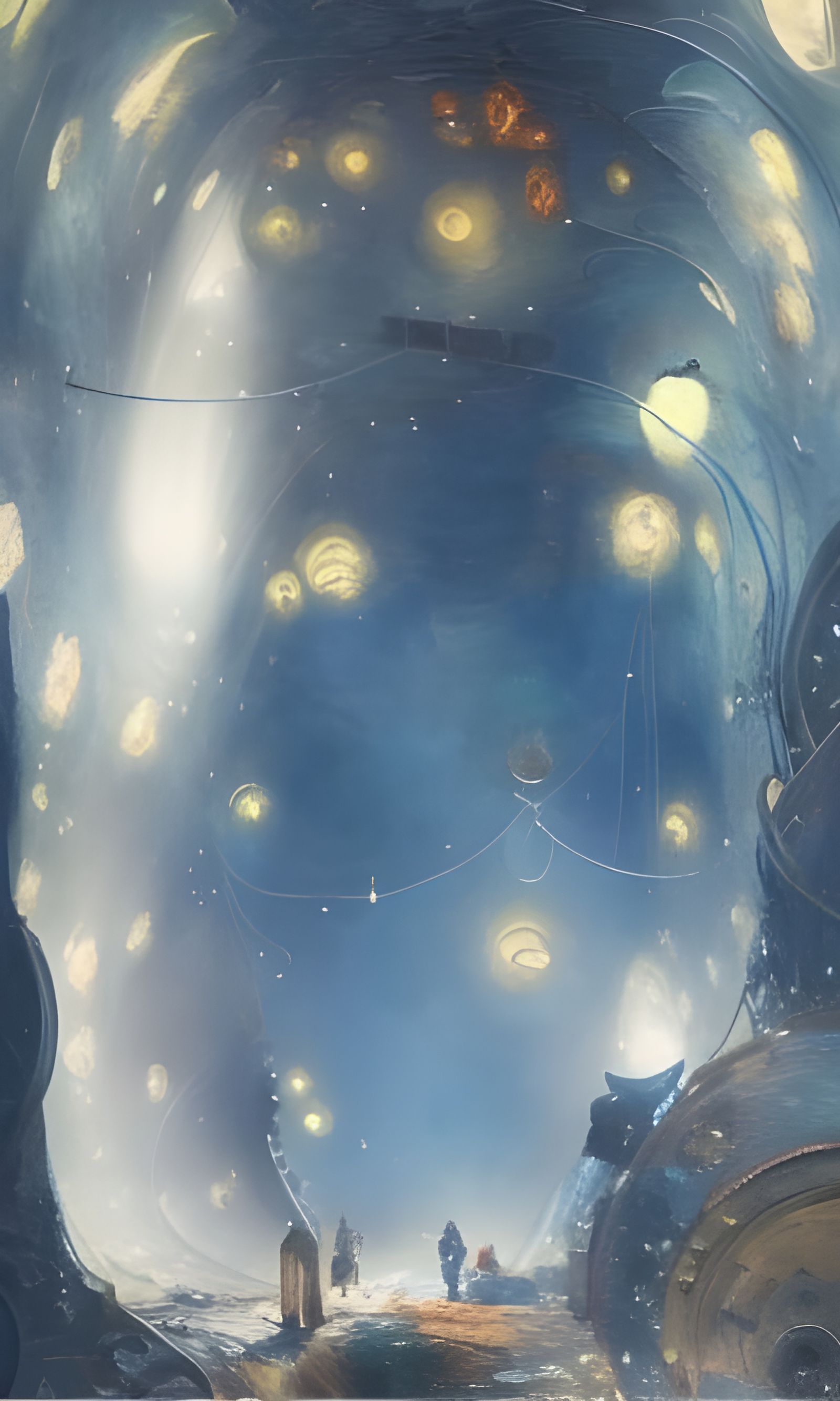 Steampunk Musical Cave in Van Gogh Style