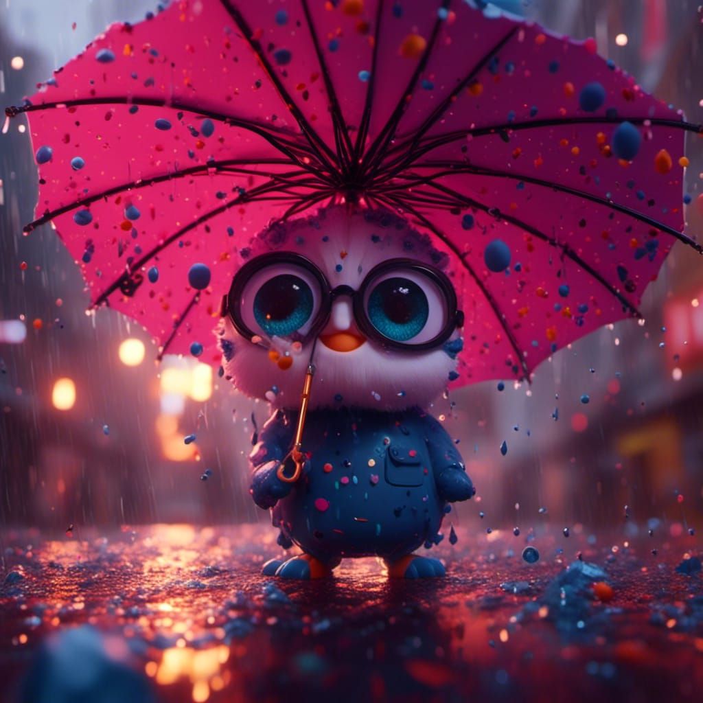 Umbrella with Big Eyes: Detailed Fantasy Concept Art