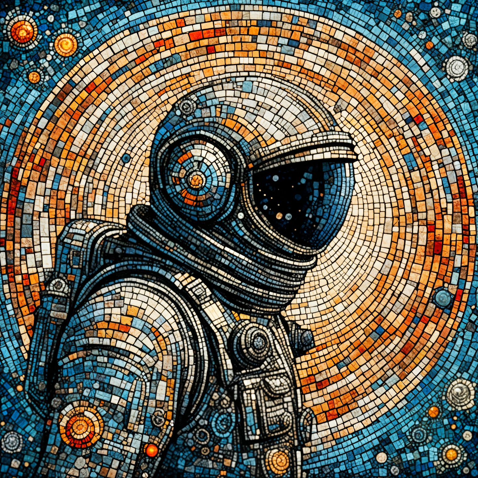 Spaceman Mosaic in Vibrant Tessellated Style
