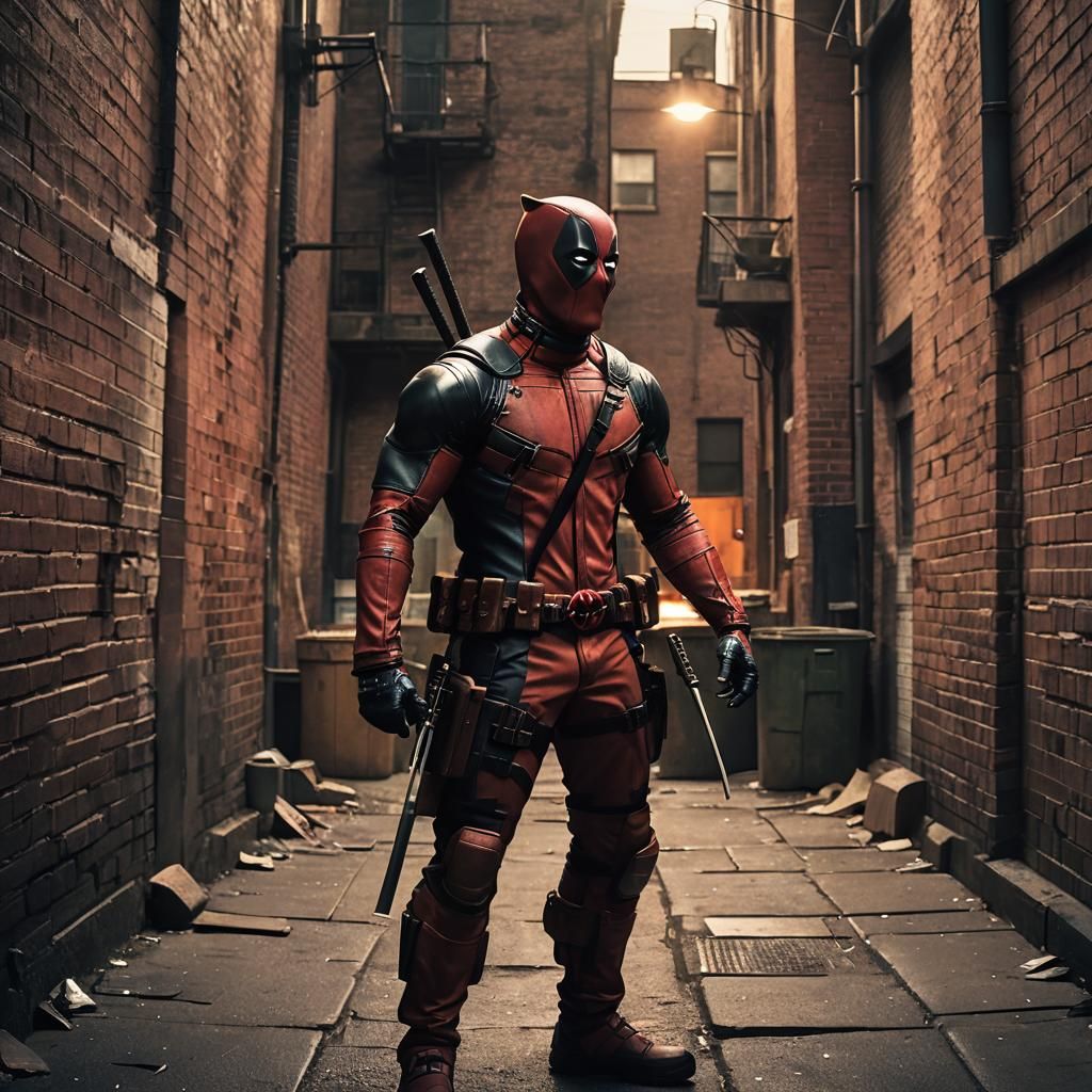Deadpool and Wolverine in Gritty Cinematic Alleyway